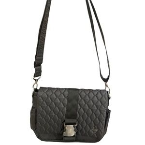 Lug Black Crossbody Bag with Quilted Texture and Adjustable Strap